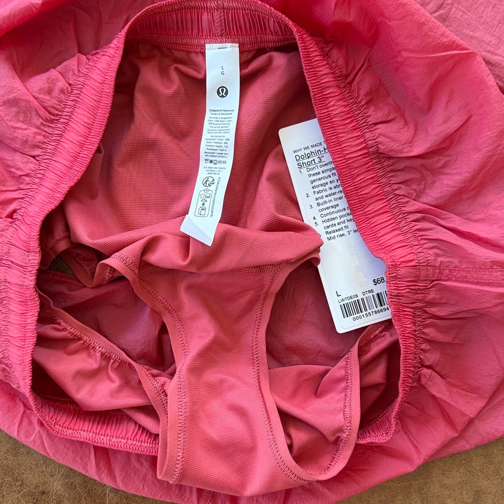NWT Lululemon Dolphin-Hem Mid-Rise Running Short 3" Sz Large Desert Red Pink - Picture 4 of 5
